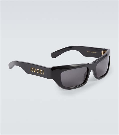 lunettes de soleil rectangulaires gucci|Lunettes de soleil rectangulaires en noir .